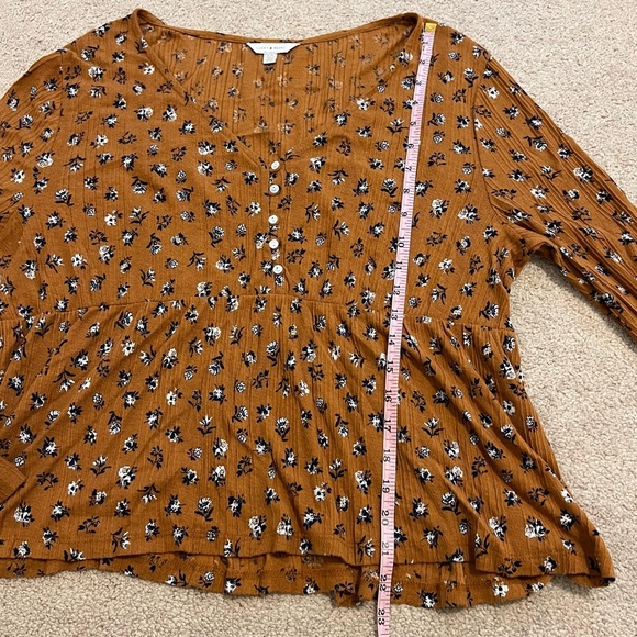 Lucky Brand Floral Blouse Long Sleeve Shirt Size Large Boho Top Spring Summer - Picture 9 of 9